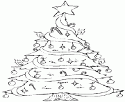 Coloriage un dessin de sapin de noel decore a colorier